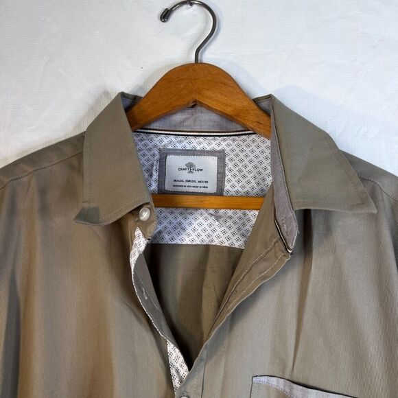 Craft Flow Button Front Cotton Blend Casual Shirt Contrast Trim Size 2XL - Picture 3 of 9